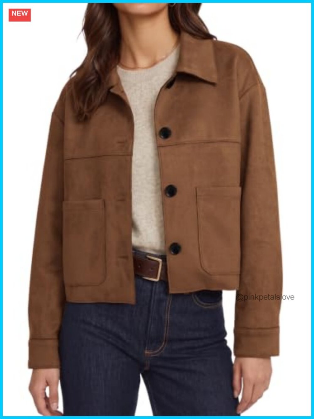 Faux Suede Cropped Bomber Jacket Lightweight Casual Coat Button Down